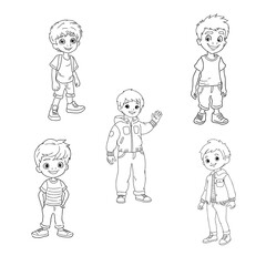 boy coloring book for children vector sketch illustration vector stroke outline graphic