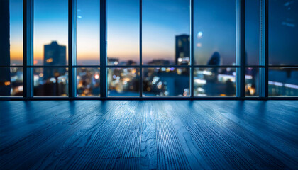 Fototapeta premium Abstract blurred office interior room at night beautiful.Blurry working space with defocused effect.Copy space for text.Generative AI