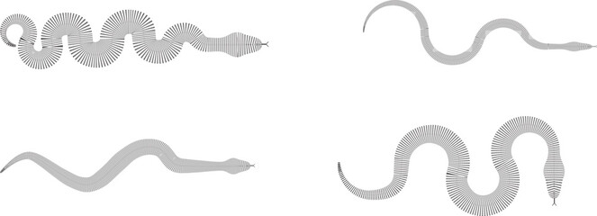 Chinese new year 2025 zodiac snake symbol collection .design elements . Year of the snake .World snake day logo set. Line art . Vector illustration