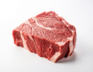 Obraz premium Fresh Raw Beef Meat Steak Slice on White Background for Culinary Use. 