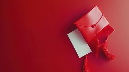 A red envelope with a blank card, symbolizing gift-giving.