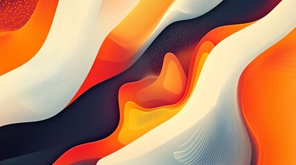 Obraz premium An abstract, colorful image with a red circle, orange and pink brush strokes, and a dark blue background.