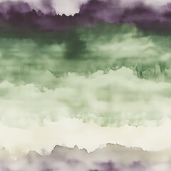 Obraz premium Abstract watercolor painting with green and purple shades blending gently together in soft layers pattern