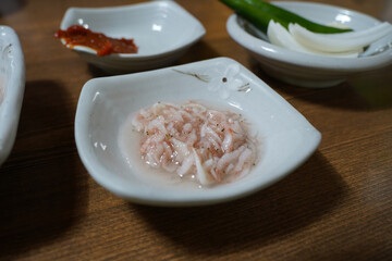 Salted shrimps are a traditional Korean food made with shrimp pickled in salt