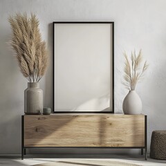 Modern minimalist interior mockup with pampas grass