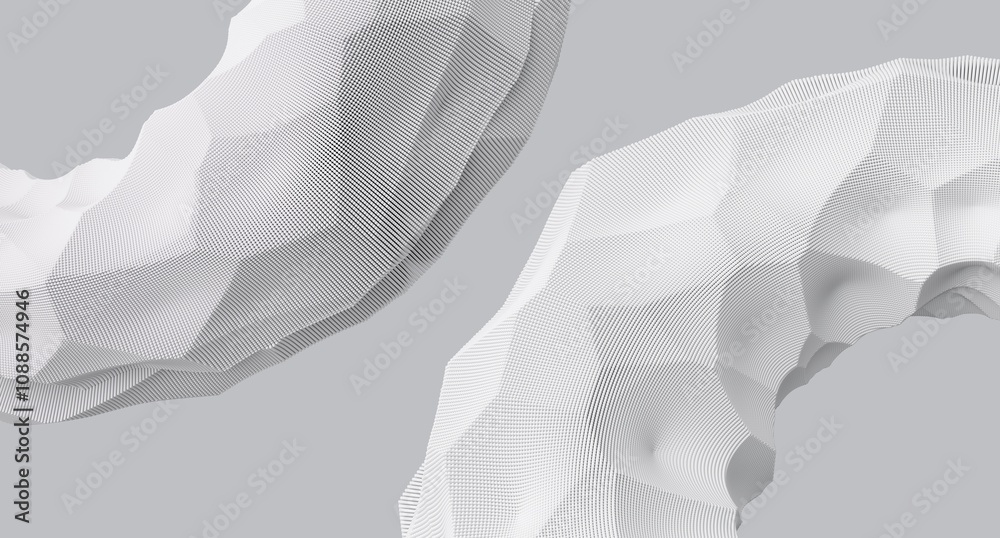 Poster 3d render of abstract detailed shapes. Dynamic futuristic background.