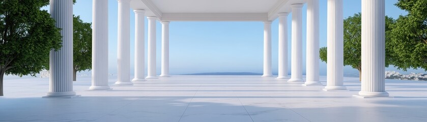 Minimalist Marble Textures: Simplistic Greek Column Arrangements for Elegant Design Inspiration