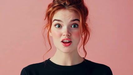 Young woman expressing surprise with varied facial reactions