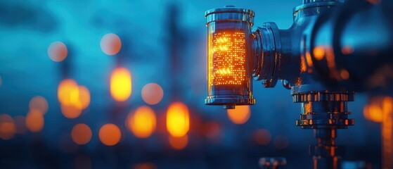 Gas detection device actively monitoring hazardous gases to ensure workplace safety copy space, safety monitor, futuristic, Composite, refinery backdrop