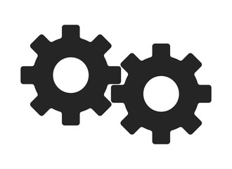 Connected cogwheels black and white 2D line objects. Machine parts. Rotating details of old fashioned transmission mechanism isolated clip art vector outline item. Monochromatic spot illustration