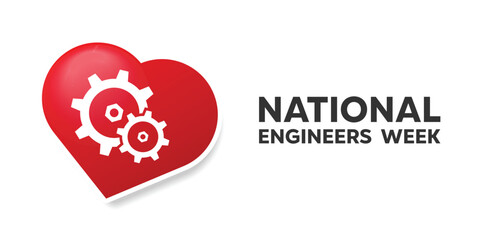 National Engineers Week. Gear and heart. Great for cards, banners, posters, social media and more. White background