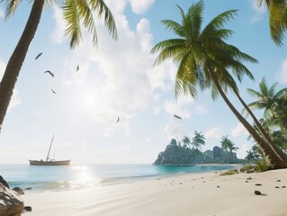 Obraz premium Tropical Island Paradise Beach Scenery