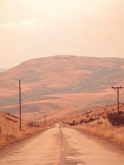 Desert Road Through Mountains