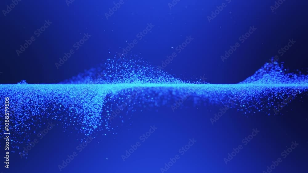 Wall mural particle wavy line abstract clean design video loop. motion blur background 4k uhd blue concept with