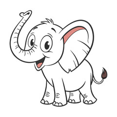 Beautiful cartoon Elephant Icon on white background