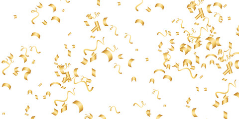 Luxury vector Golden confetti isolated on white background. Scatter gradient with gold confetti on dark backdrop. Glamour falling glitter. New year wallpaper .brochure template. Cover texture design.