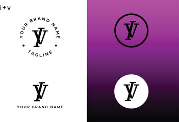 YV, VY, IV creative letter monogram and symbol round and circle design to use for cap and clothing mockups