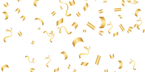 Luxury vector Golden confetti isolated on white background. Scatter gradient with gold confetti on dark backdrop. Glamour falling glitter. New year wallpaper .brochure template. Cover texture design.