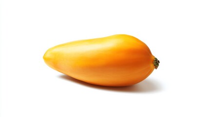 A single, ripe papaya with its smooth, yellow-orange skin and oblong shape