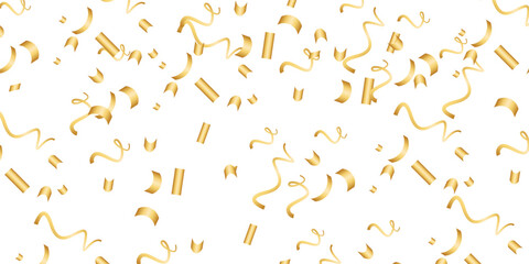 Luxury vector Golden confetti isolated on white background. Scatter gradient with gold confetti on dark backdrop. Glamour falling glitter. New year wallpaper .brochure template. Cover texture design.