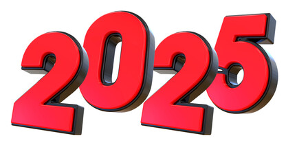 2025 Red Number Happy New Year 