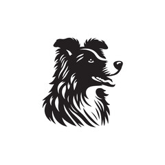 Border Collie Silhouette - Border Collie Vector - Border Collie Dog Illustration.