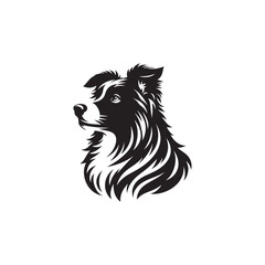 Border Collie Silhouette - Border Collie Vector - Border Collie Dog Illustration.