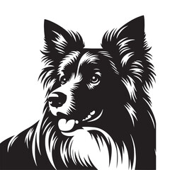 Border Collie Silhouette - Border Collie Vector - Border Collie Dog Illustration.