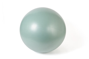 One light green fitness ball isolated on white. Sport equipment