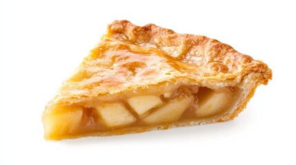 A slice of freshly baked apple pie with golden crust and bubbling filling, Each slice&rsquo;s warm aroma and flaky texture captured with precision