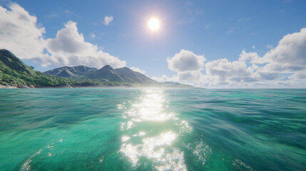 Panoramic view of the sea and sky