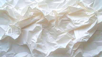 Obraz premium Textured Background, Abstract Crumpled White Paper, Wrinkled Material For Design, Full Frame