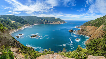 Panoramic view of the sea and sky