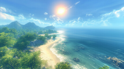 Panoramic view of the sea and sky