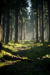 Obraz premium Misty Forest Pathway