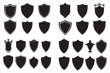 Black Shield Icon Vector Silhouette Design,