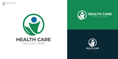 green and blue health and medical logo