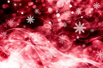 Festive Red Christmas Background with Sparkling Snowflakes