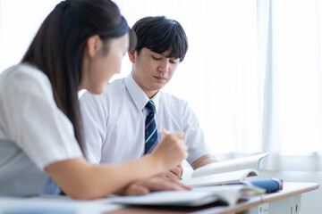 Fototapeta premium 勉強を教え合う高校生