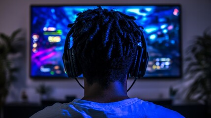 Gamer Immersed in Intense Gaming Session