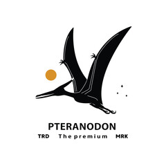 vintage hipster flying dinosaur, pteranodon logo vector silhouette art icon © Artoniumw