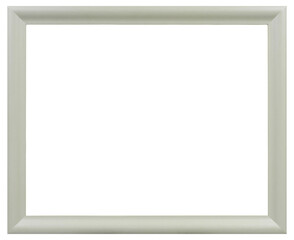 Obraz premium Narrow white wooden picture frame in PNG format on a transparent background.
