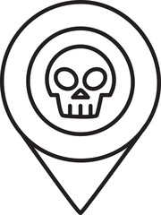 Skull Malware in Pin Doodle Line Icon
