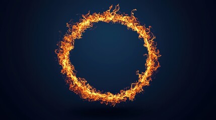 Fiery Ring Abstract Fire Circle Burning Frame Hot Flame Design