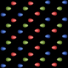 Easter Diagonal Red, Green, and Blue Eggs Small on Black Background Seamless Pattern