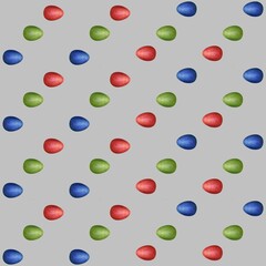 Easter Diagonal Red, Green, and Blue Eggs Small on Gray Background Seamless Pattern