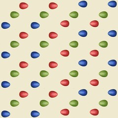 Easter Diagonal Red, Green, and Blue Eggs Small on Yellow Background Seamless Pattern