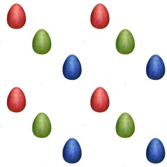 Easter Red, Green, and Blue Eggs Big Seamless Pattern Design