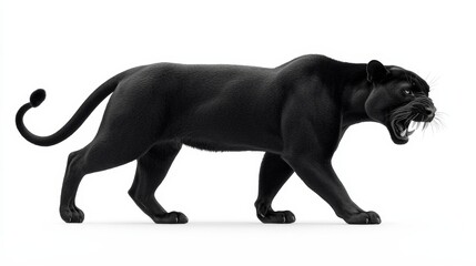 Obraz premium Powerful Black Panther Walking Wild Cat 3D Render Big Cat Wildlife Animal Predator Feline Mammal