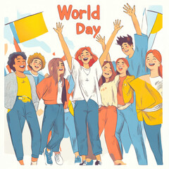Celebrating World Youth Day Generative AI and International Youth Day Global Gathering of Young People in a Joyful Environment
